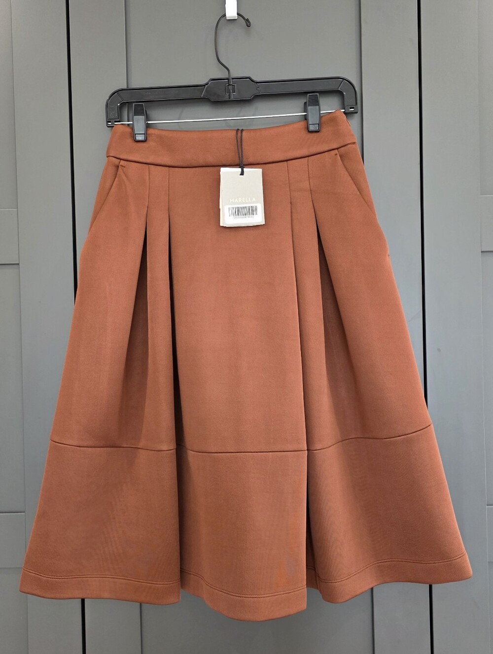 MARELLA Rust A-Line Pleated Midi Skirt